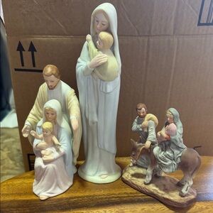 Nativity Holy Family, Mary holding baby and Flight into Egyp- Of 3 Sceneries